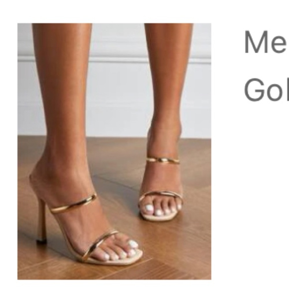 metallic stiletto heeled mule sandal